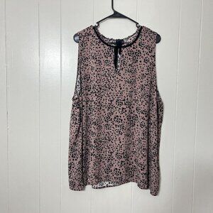 Torrid Women's Sleeveless Tunic Shirt Pink/Black Leopard Print Rayon Size 4 euc
